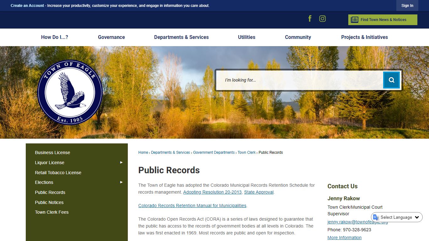 Public Records | Town of Eagle, CO - Official Website